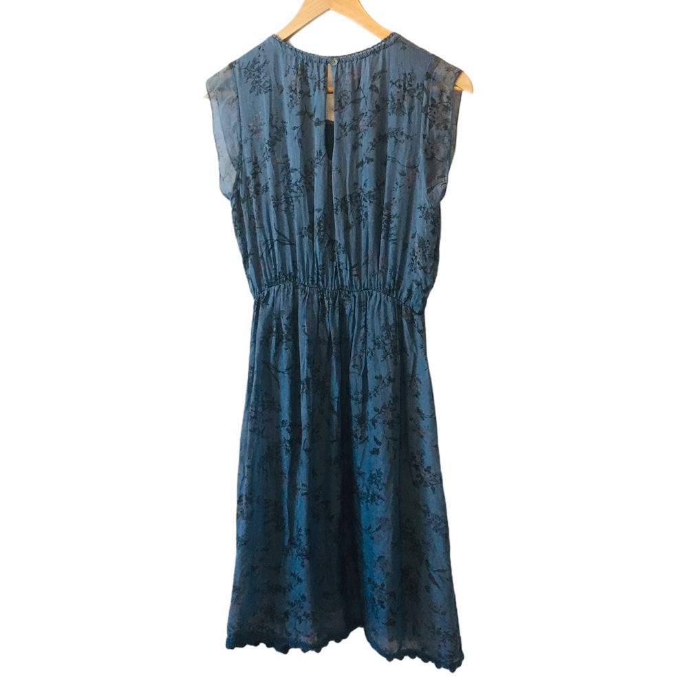 GIULIA 100% Silk Made in Italy Blue Boho Dress L - Picture 2 of 11